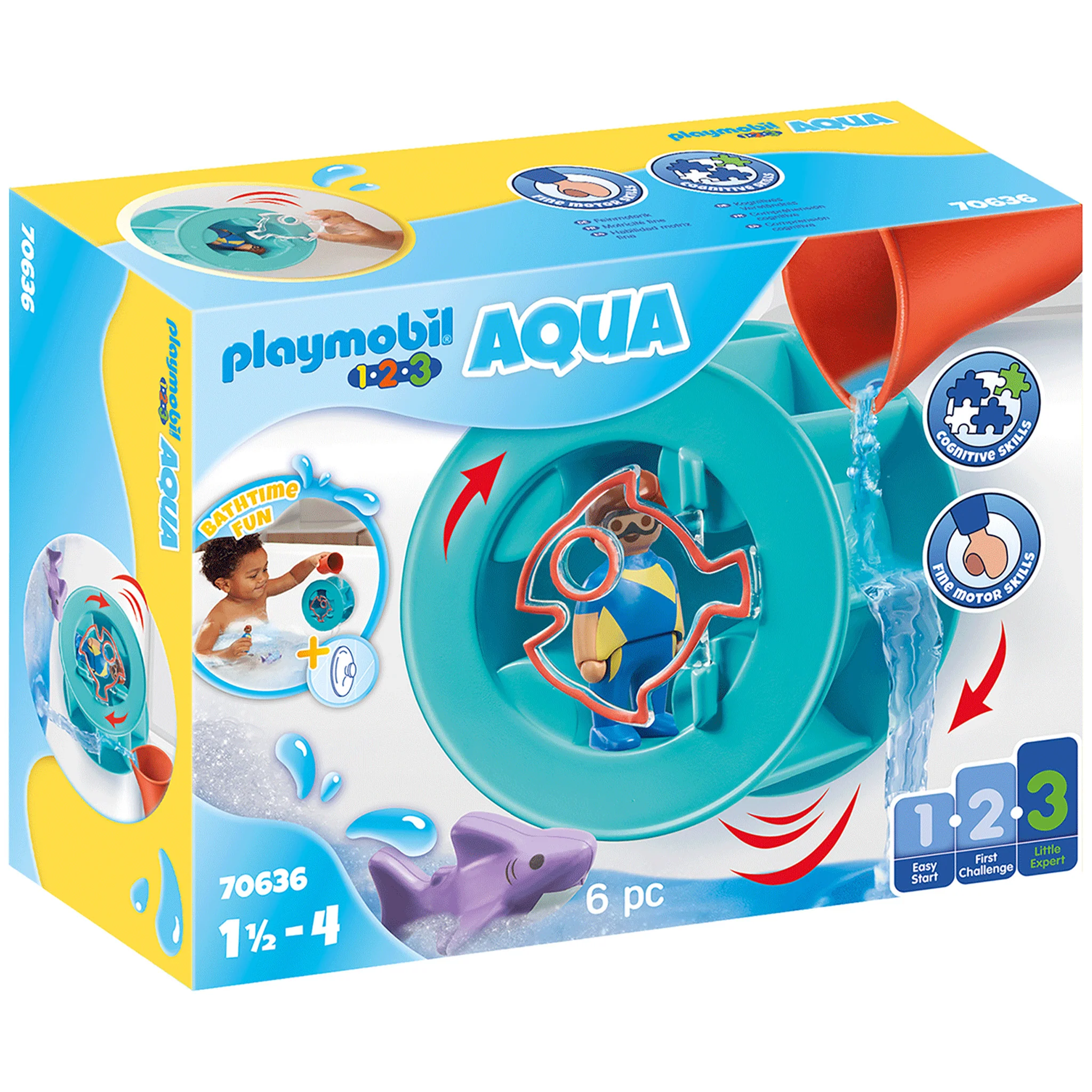 Playmobil 1.2.3. Aqua Water Wheel with Baby Shark - Damaged Box