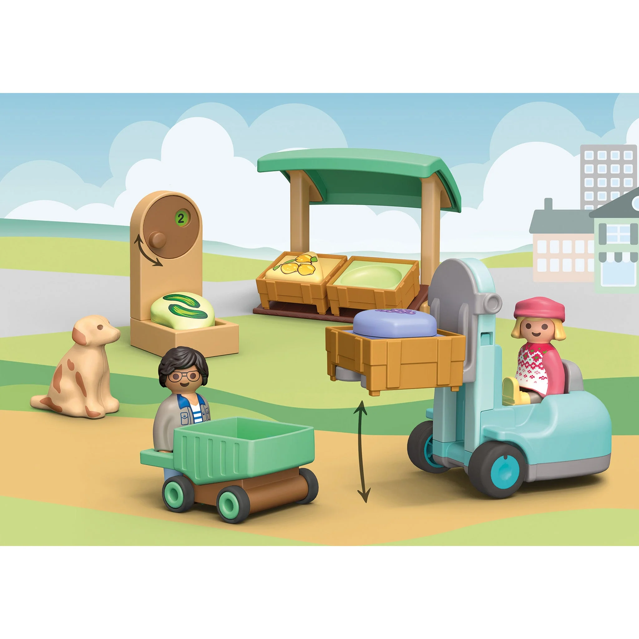 Playmobil 1.2.3 Organic Market Stall & Forklift - Pre Sale - Image 3