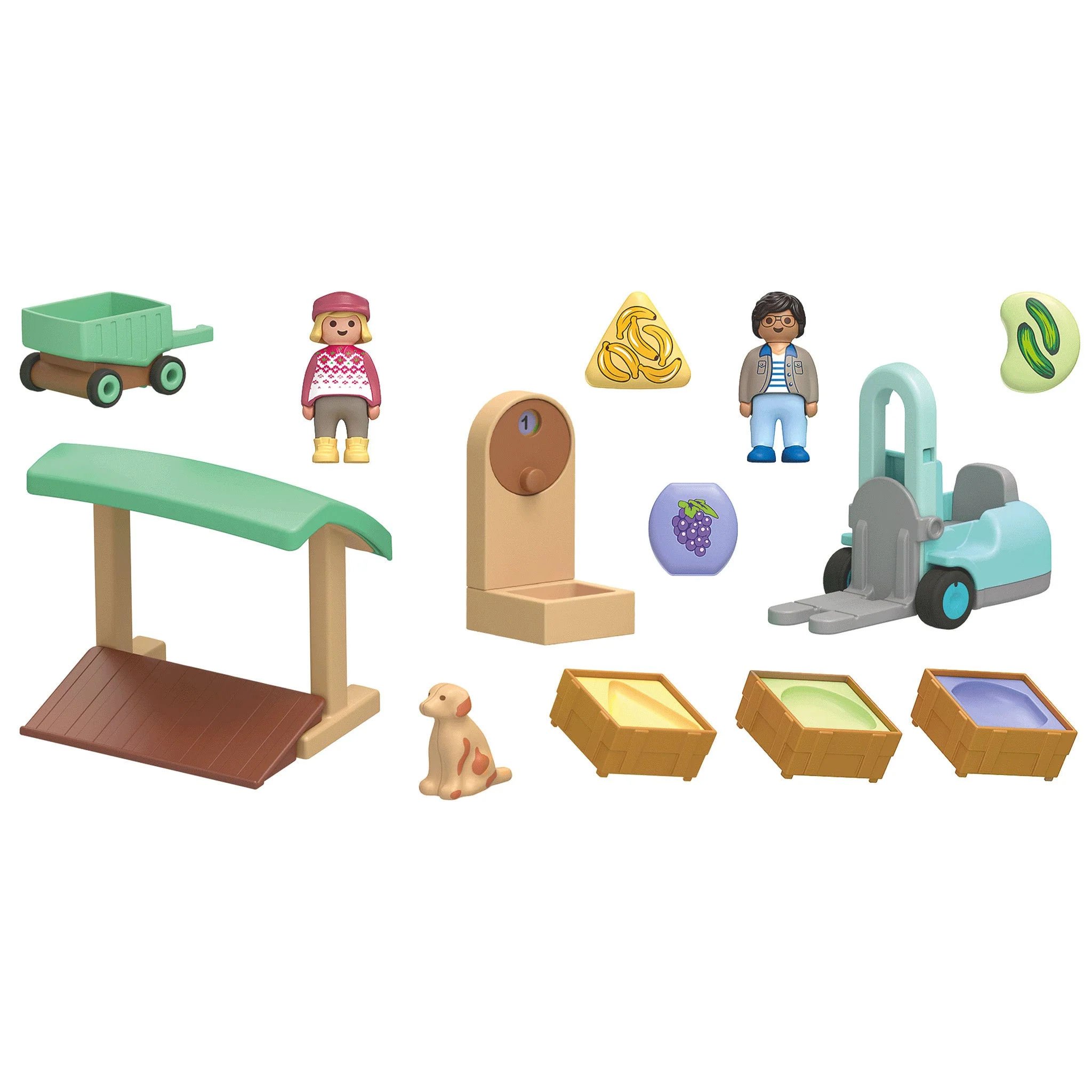 Playmobil 1.2.3 Organic Market Stall & Forklift - Pre Sale - Image 9