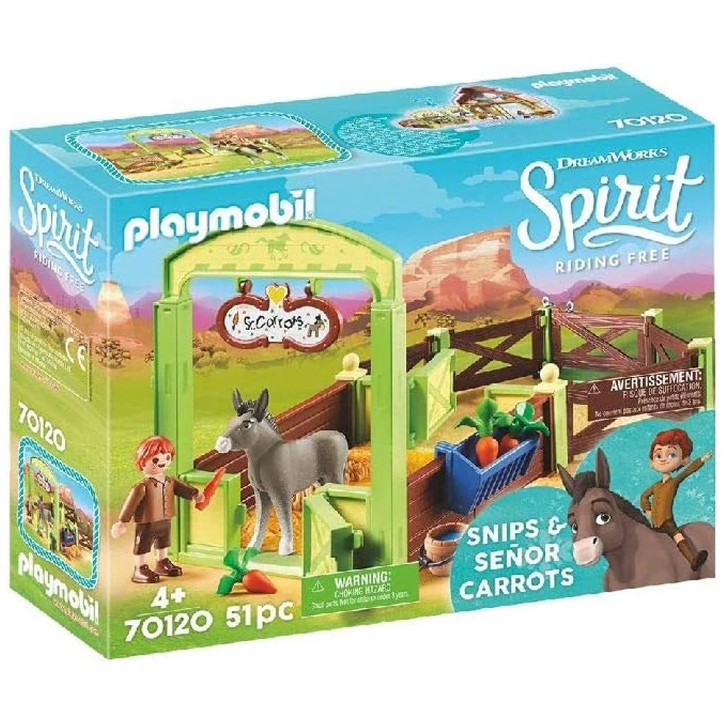 Playmobil Spirit Riding Free Snips & Señor Carrots with Horse Stall