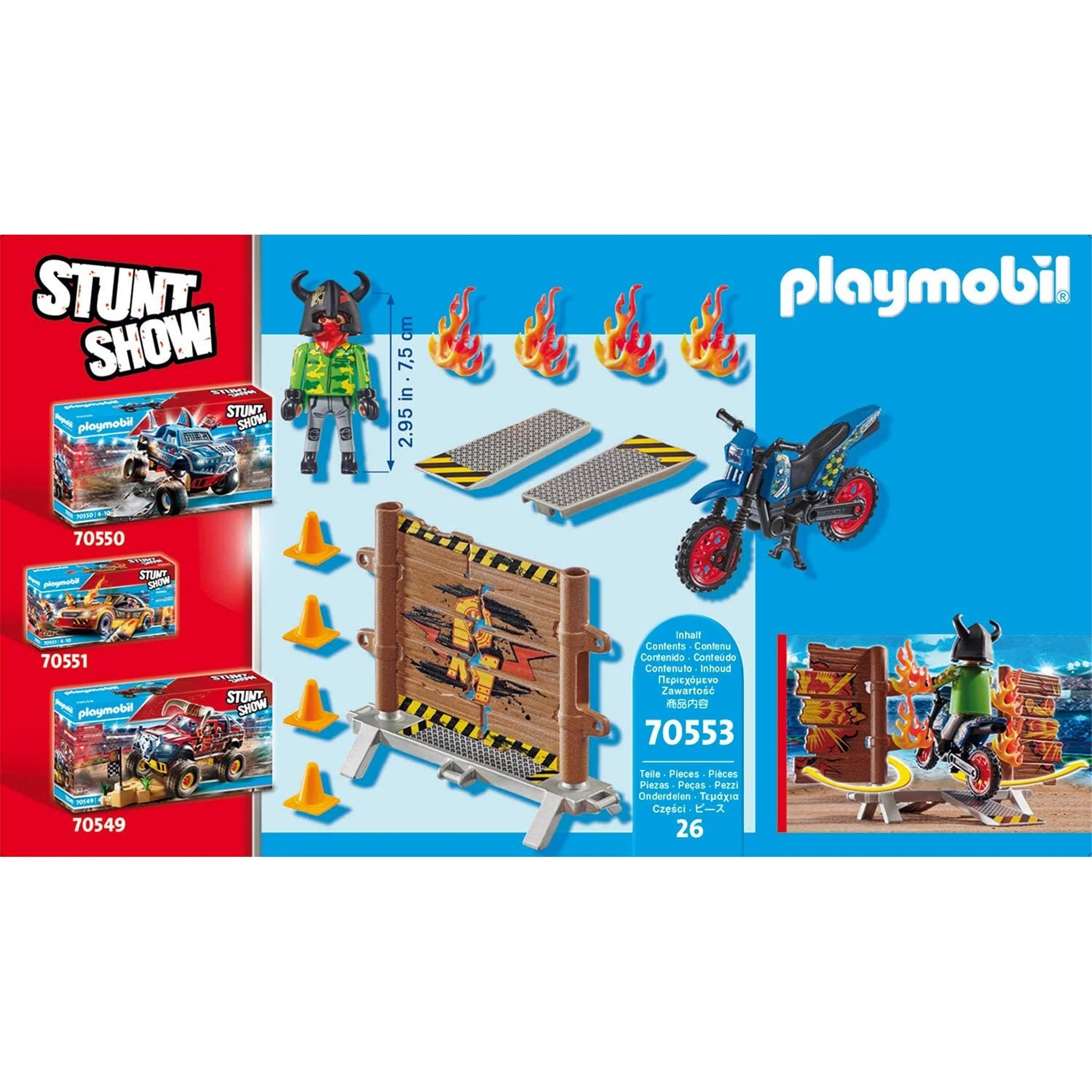 Playmobil Stunt Show Motocross with Fiery Wall - Image 2