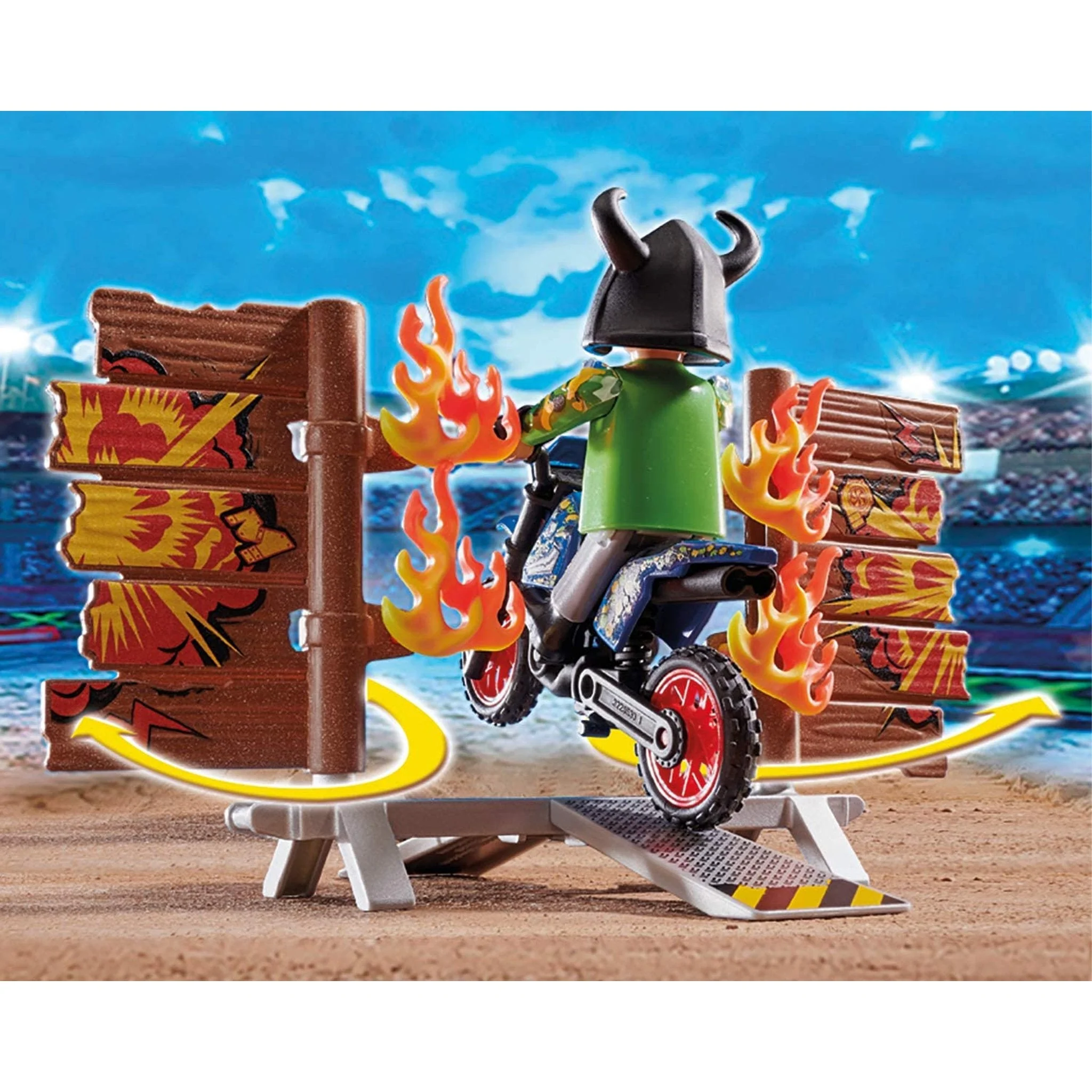 Playmobil Stunt Show Motocross with Fiery Wall - Image 4
