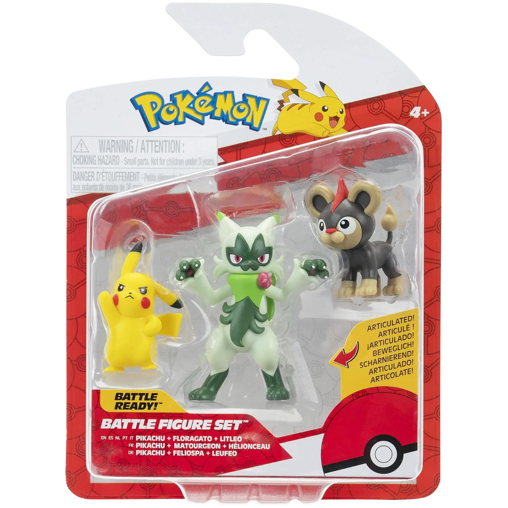 Pokemon Battle Figure Set - Pikachu, Floragato & Litleo