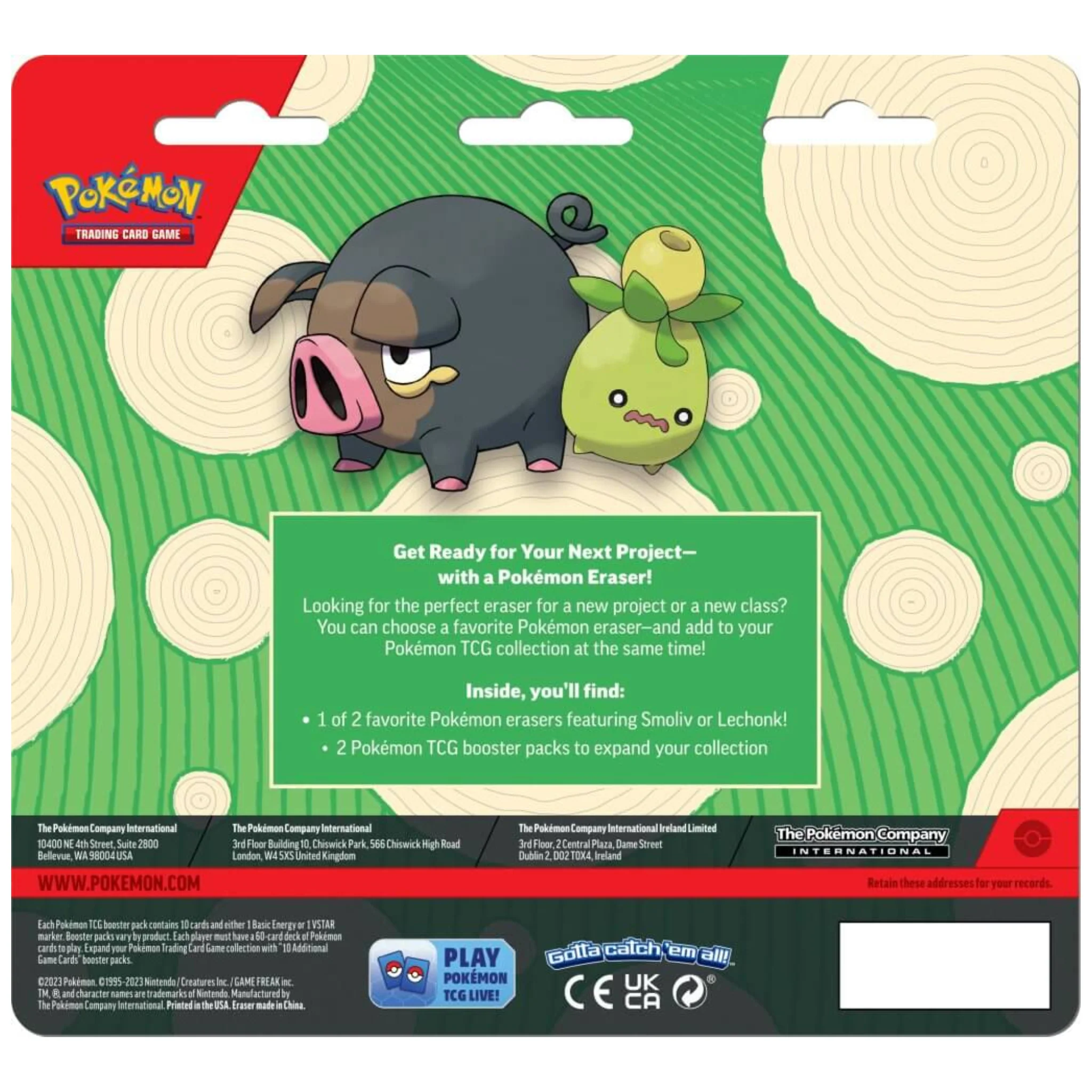 Pokemon TCG Eraser and booster blister pack - Lechonk - Image 2