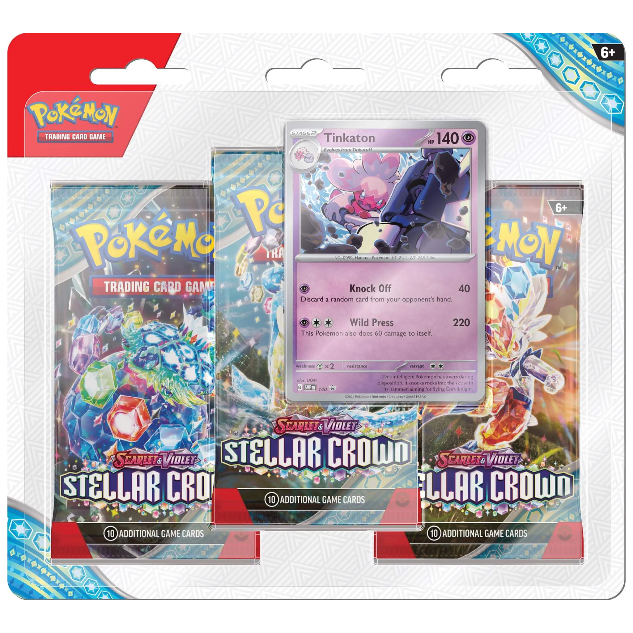 Pokemon TCG Scarlet & Violet Stellar Crown - Tinkaton - Three Booster Blister