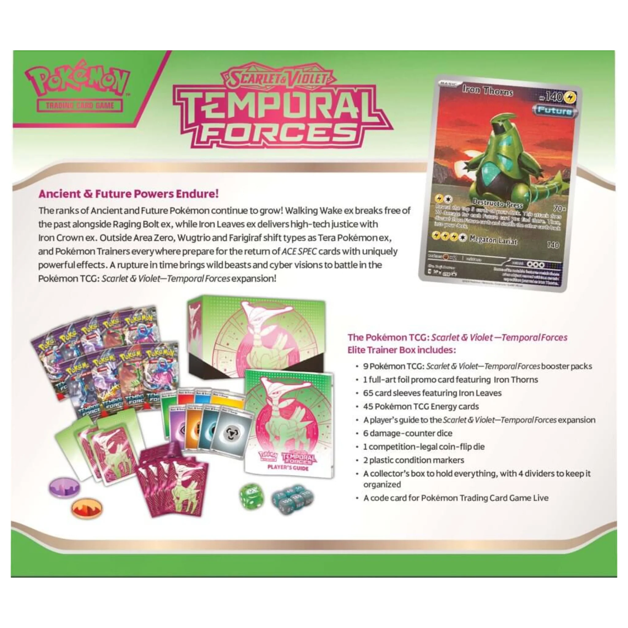 Pokemon TCG - Scarlet & Violet Temporal Forces Elite Trainer Box - Iron Leaves - Image 3