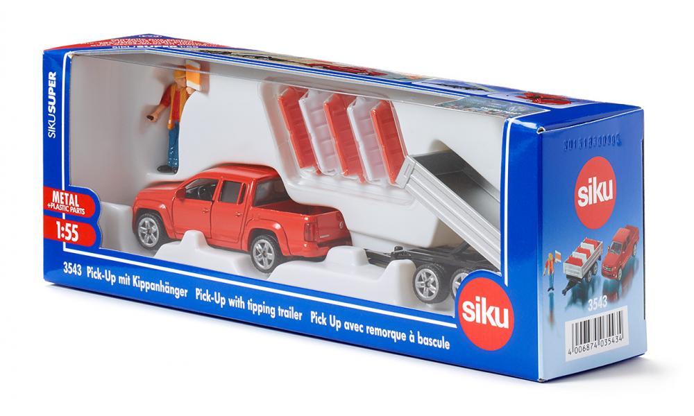 Siku 1:55 VW Amarok Pick-Up with Trailer - Image 2