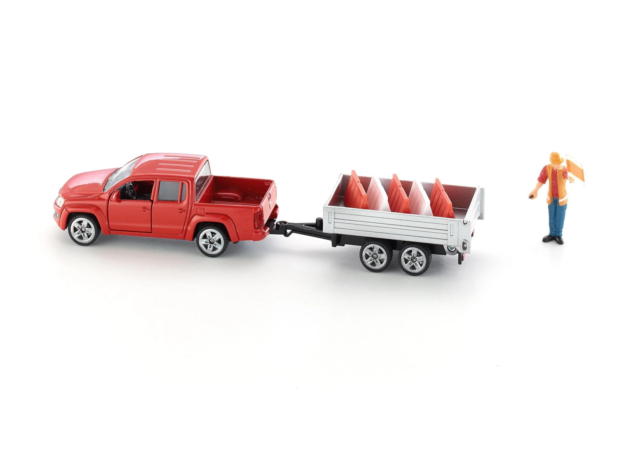 Siku 1:55 VW Amarok Pick-Up with Trailer - Image 4