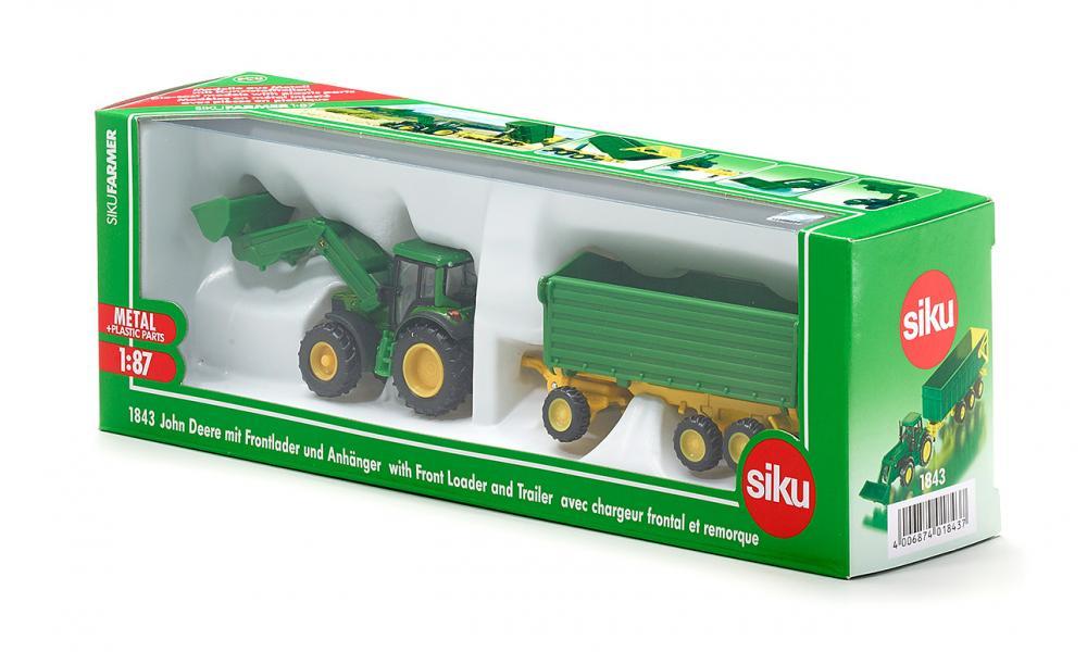 Siku 1:87 John Deere with F/Loader & Trailer - Image 2