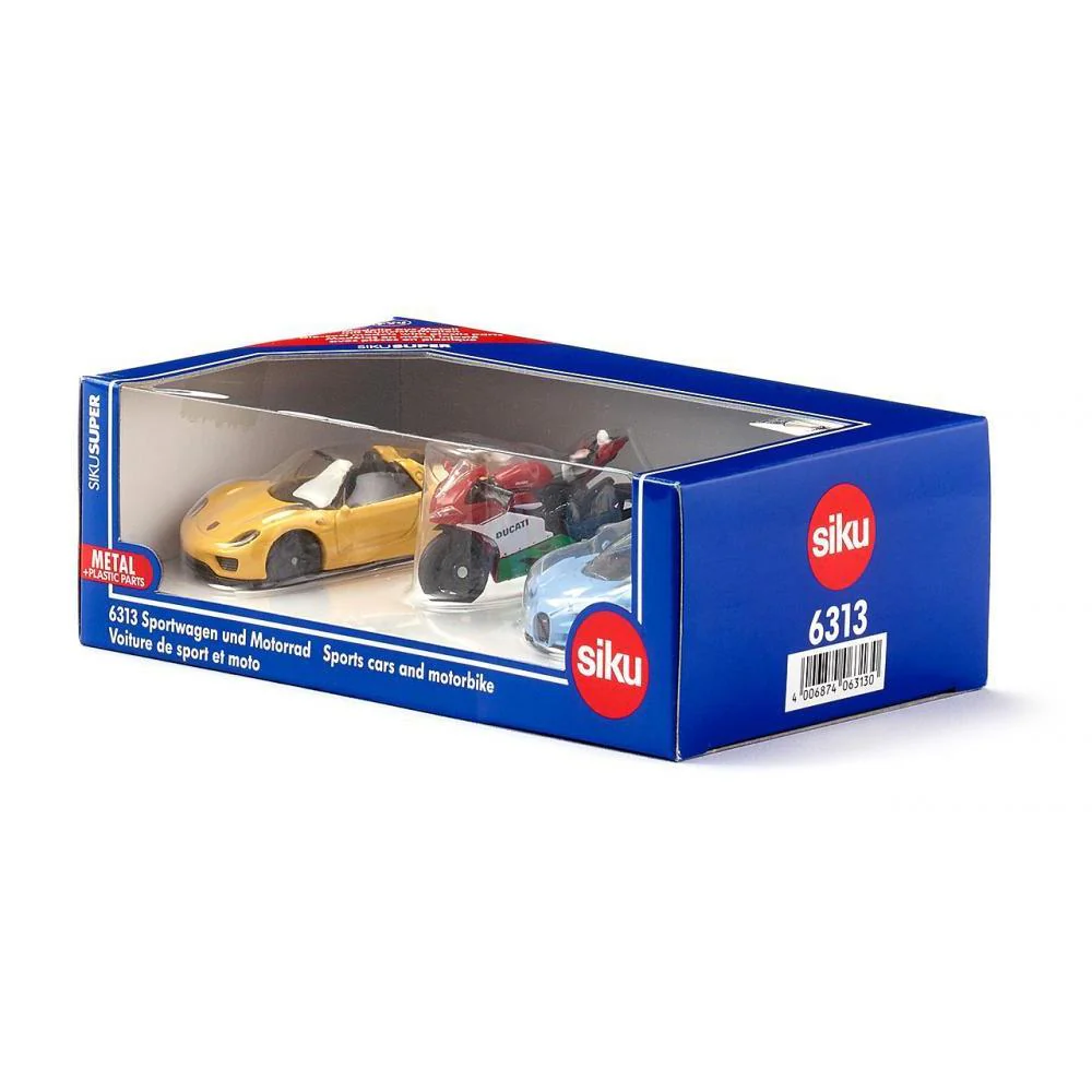 Siku 3pc Sports Car & Motorbike Set