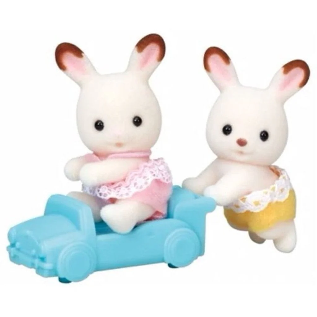 Sylvanian Families Chocolate Rabbit Twins with Ride-on