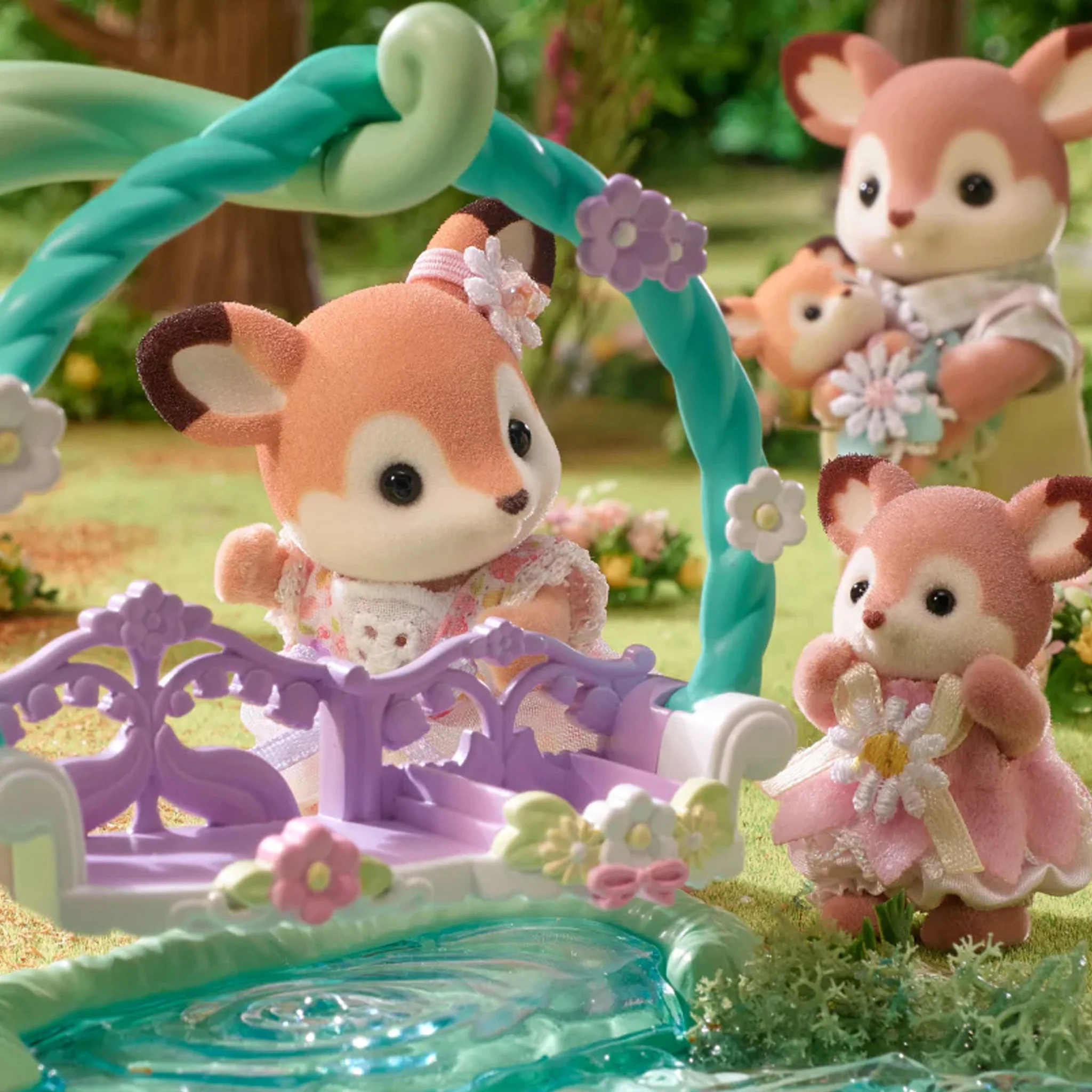 Sylvanian Families Deer Babies - Floral Swing Set - Image 5