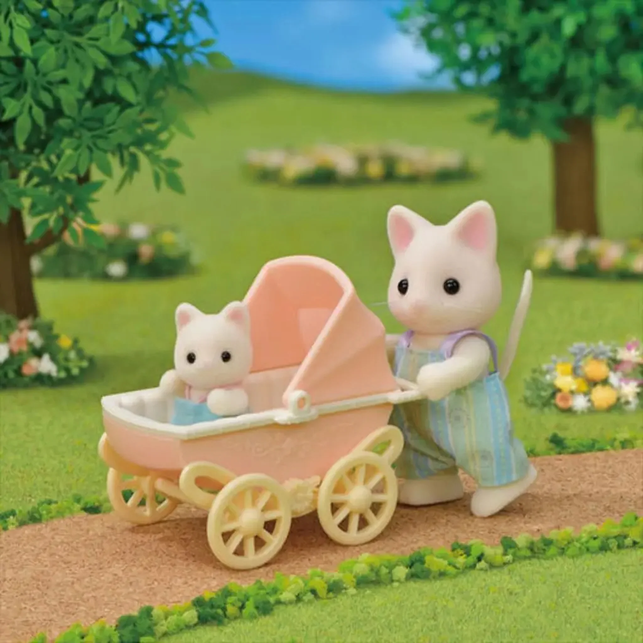 Sylvanian Families Floral Cat Father & Baby Carriage Set - Image 3