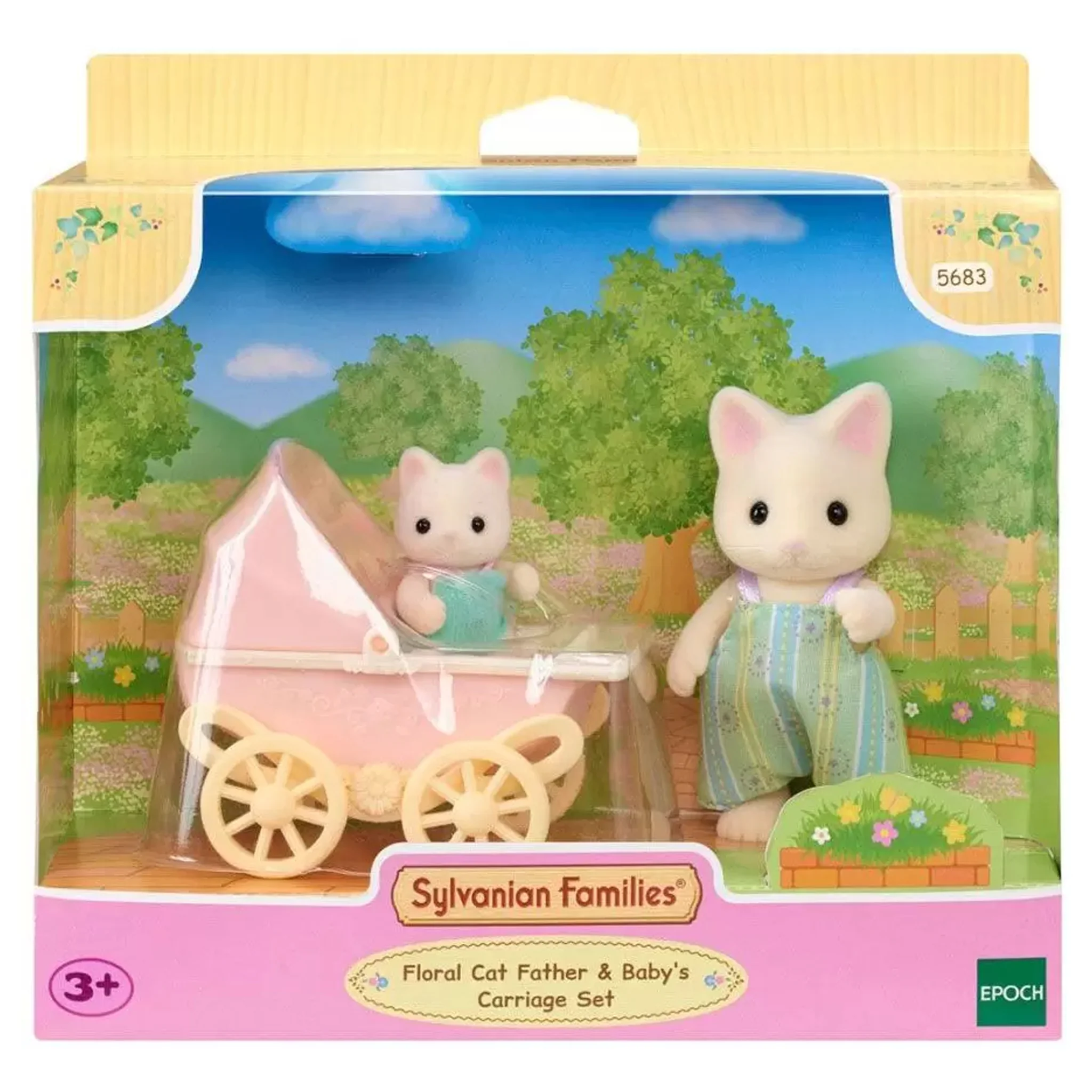 Sylvanian Families Floral Cat Father & Baby Carriage Set - Image 4