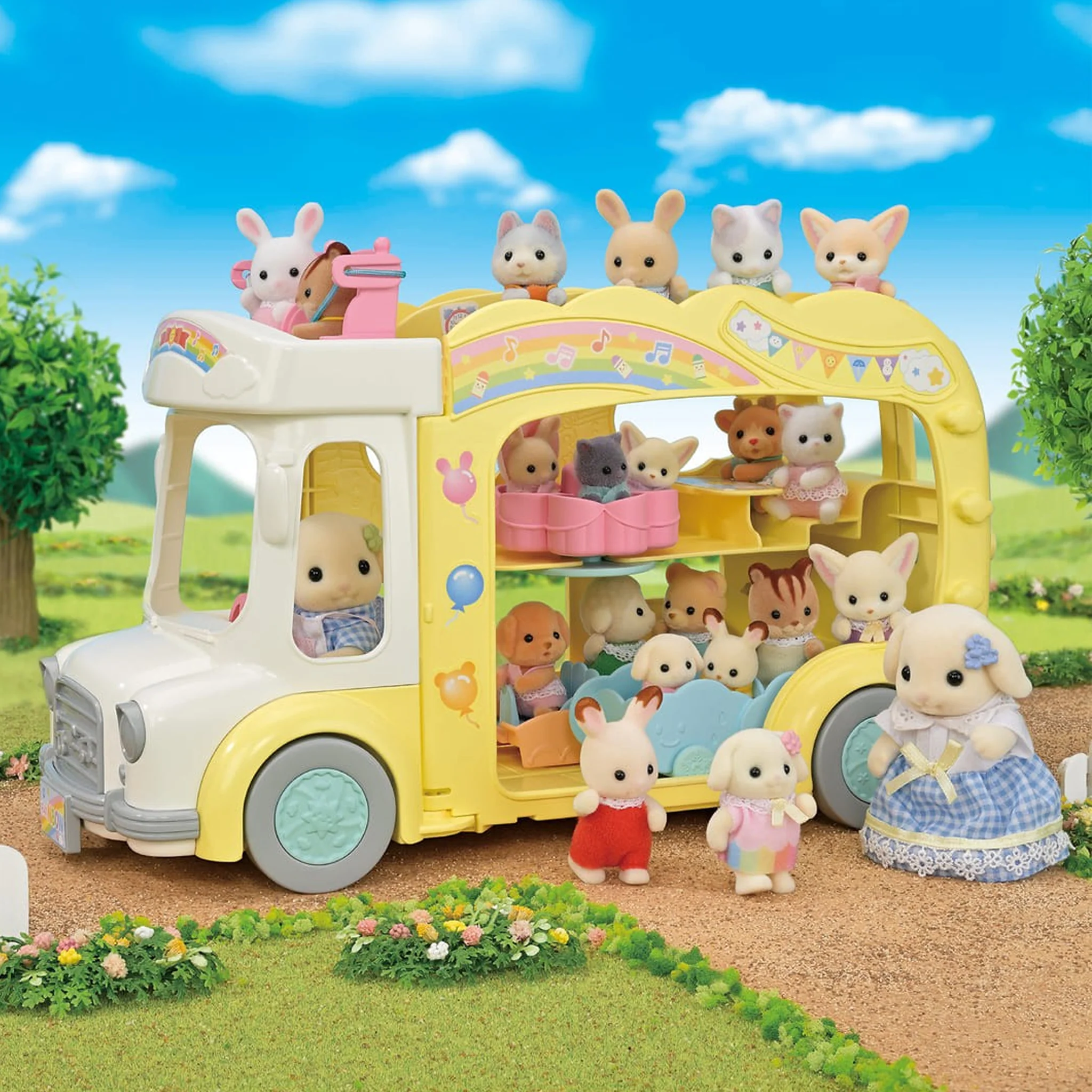 Sylvanian Families Rainbow Fun Nursery Bus Playset - Image 3
