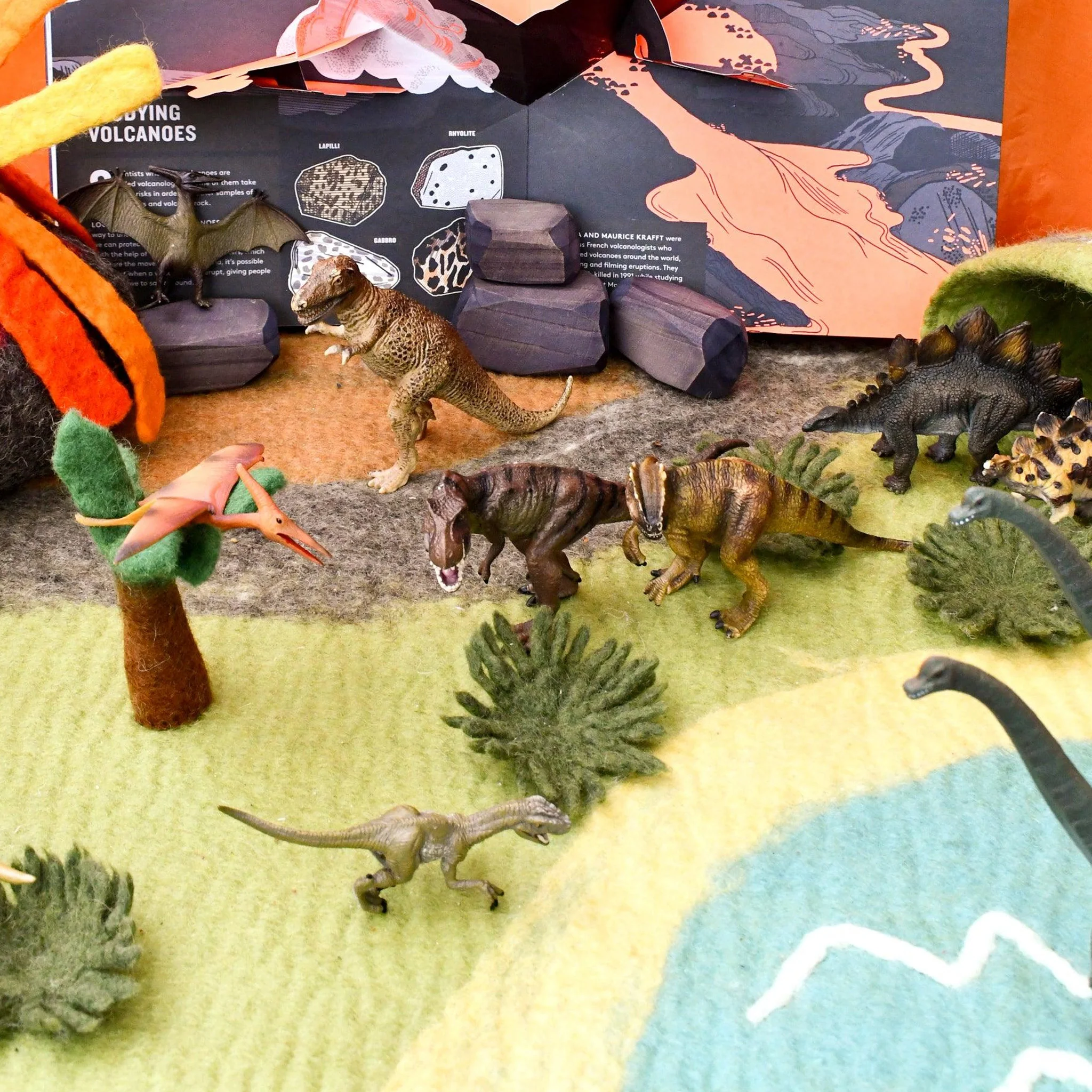 Tara Treasures: Dinosaur Land with Volcano Play Mat Playscape - Large - Image 10
