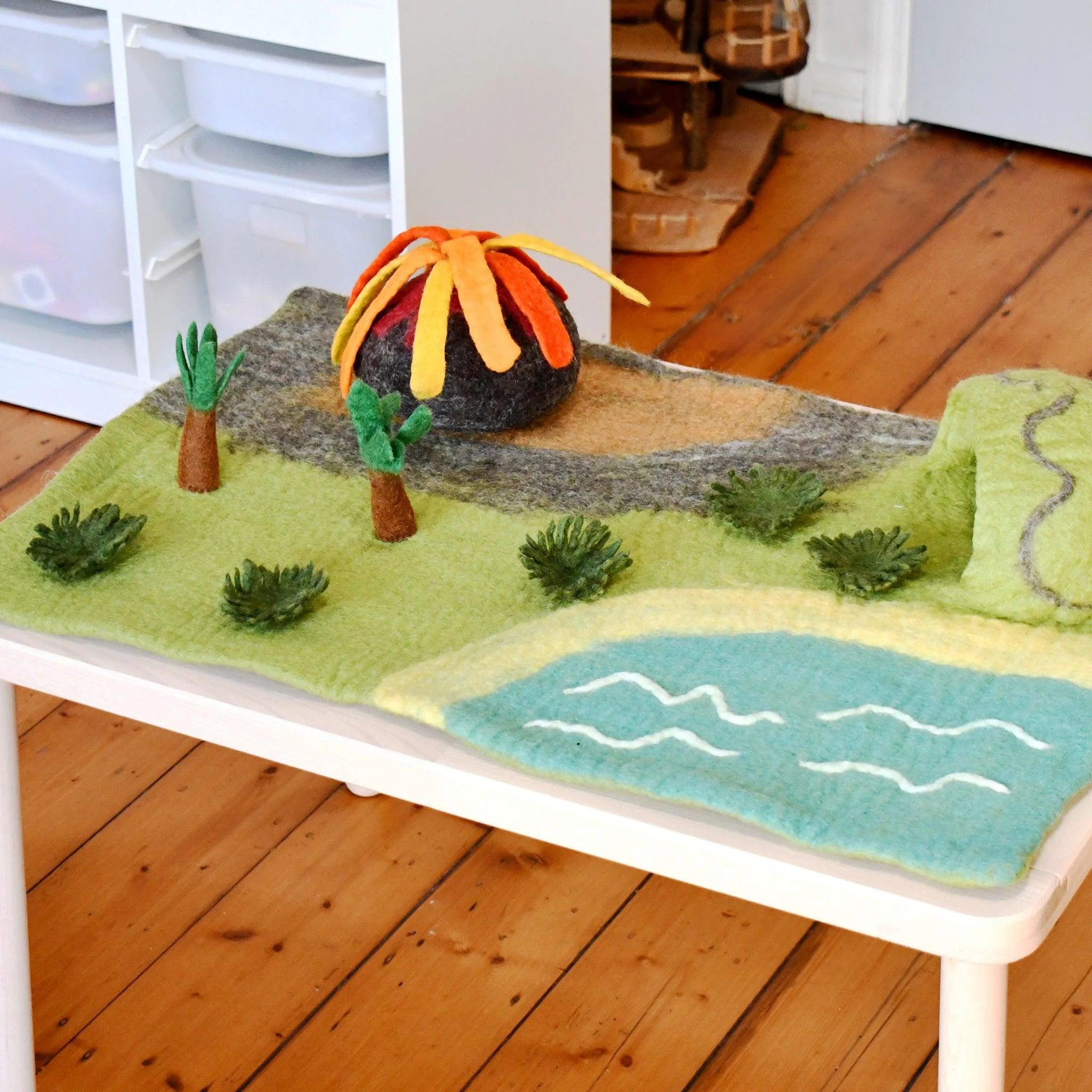 Tara Treasures: Dinosaur Land with Volcano Play Mat Playscape - Large - Image 2