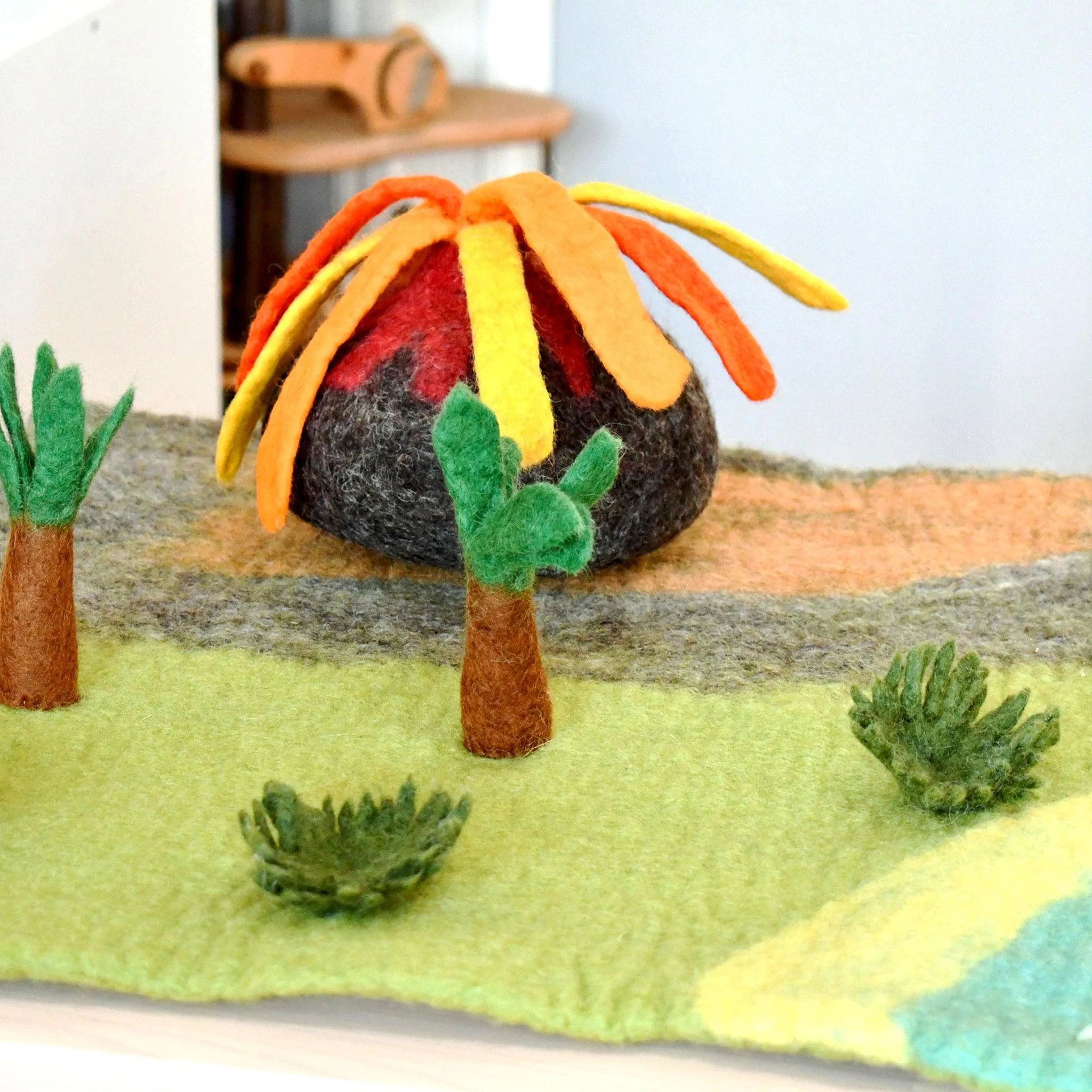 Tara Treasures: Dinosaur Land with Volcano Play Mat Playscape - Large - Image 5