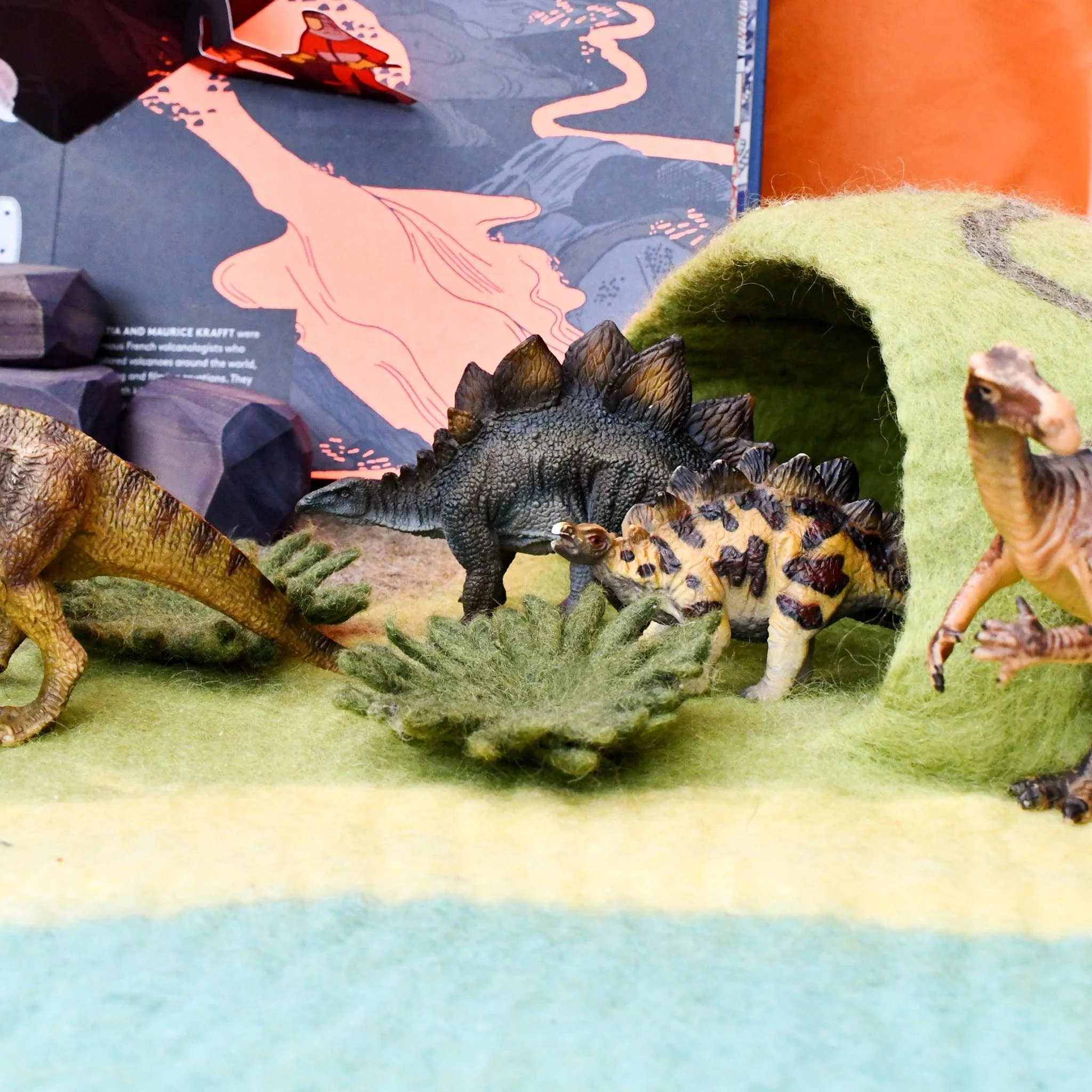 Tara Treasures: Dinosaur Land with Volcano Play Mat Playscape - Large - Image 9